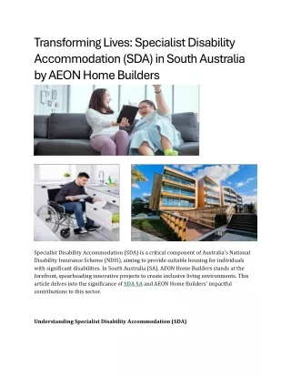 Transforming Lives Specialist Disability Accommodation (SDA) in South Australia by AEON Home Builders