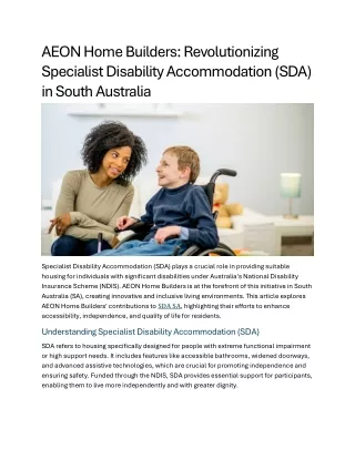 AEON Home Builders Revolutionizing Specialist Disability Accommodation (SDA) in South Australia