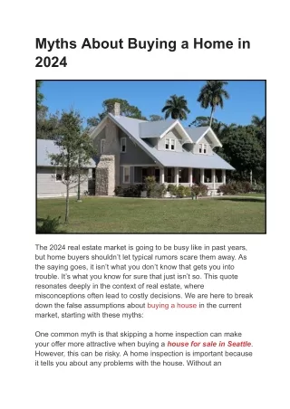 Myths About Buying a Home in 2024