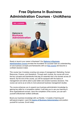 free diploma in business administration courses