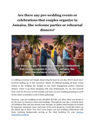 Are there any pre-wedding events or celebrations that couples organize in Jamaica, like welcome parties or rehearsal din