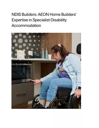 NDIS Builders AEON Home Builders' Expertise in Specialist Disability Accommodation