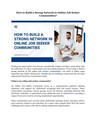 The Role of Online Job Seeker Communities in Career Development