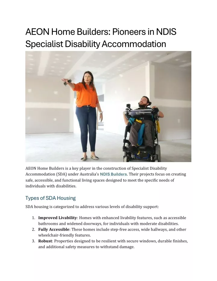 aeon home builders pioneers in ndis specialist