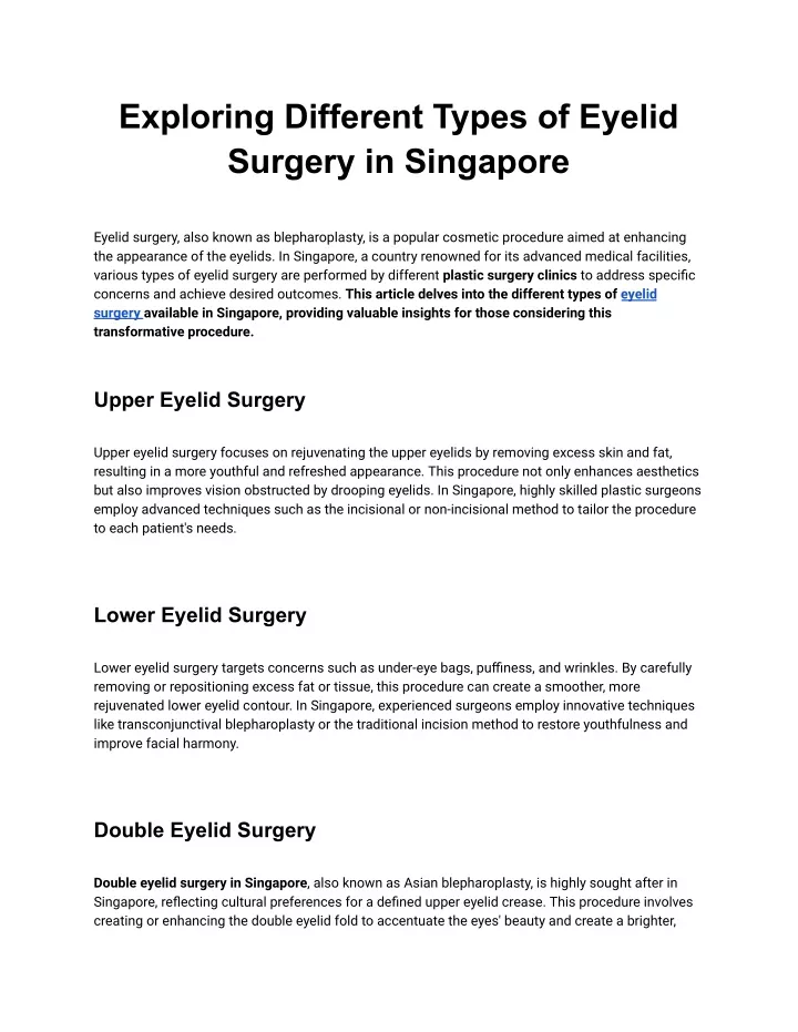 exploring different types of eyelid surgery