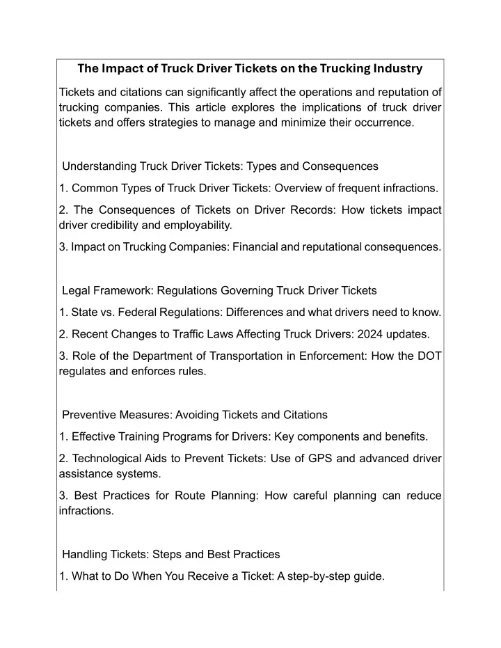 the impact of truck driver tickets