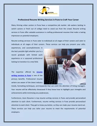 Professional Resume Writing Services in Pune to Craft Your Career