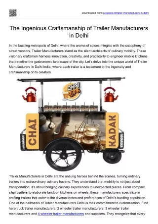 The Ingenious Craftsmanship of Trailer Manufacturers in Delhi