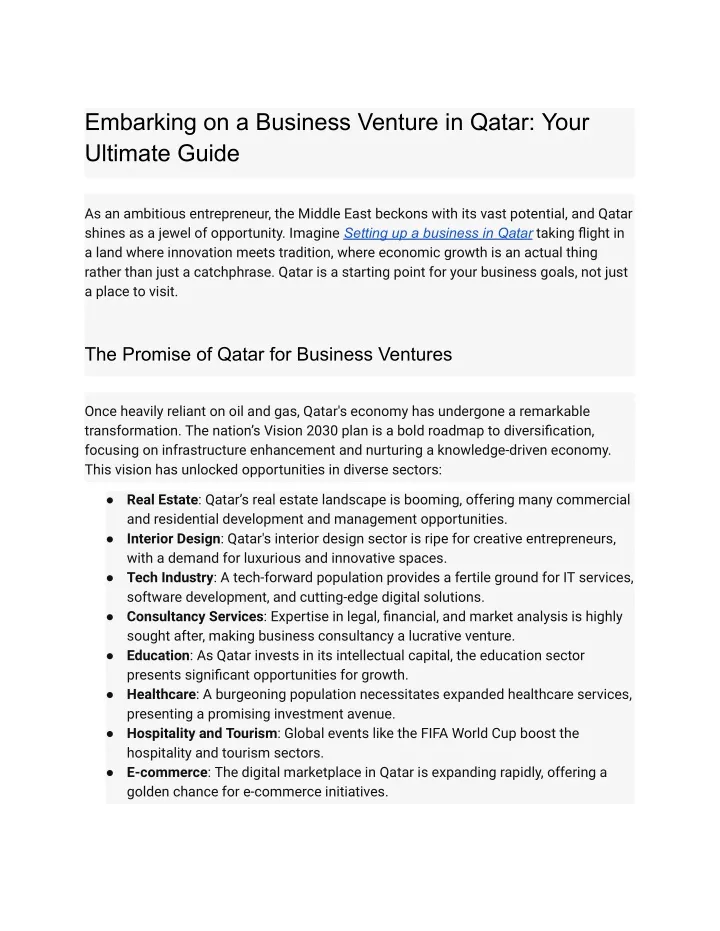 embarking on a business venture in qatar your