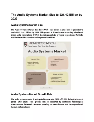 The Audio Systems Market Size to 21.42 Billion by 2029