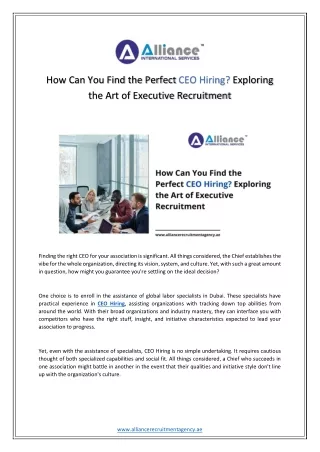 How Can You Find the Perfect CEO Hiring Exploring the Art of Executive Recruitment