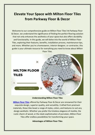 Elevate Your Space with Milton Floor Tiles from Parkway Floor & Decor