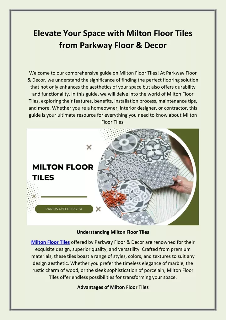 elevate your space with milton floor tiles from