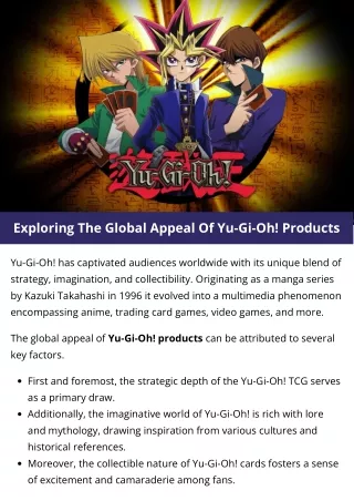 Exploring The Global Appeal Of Yu-Gi-Oh! Products