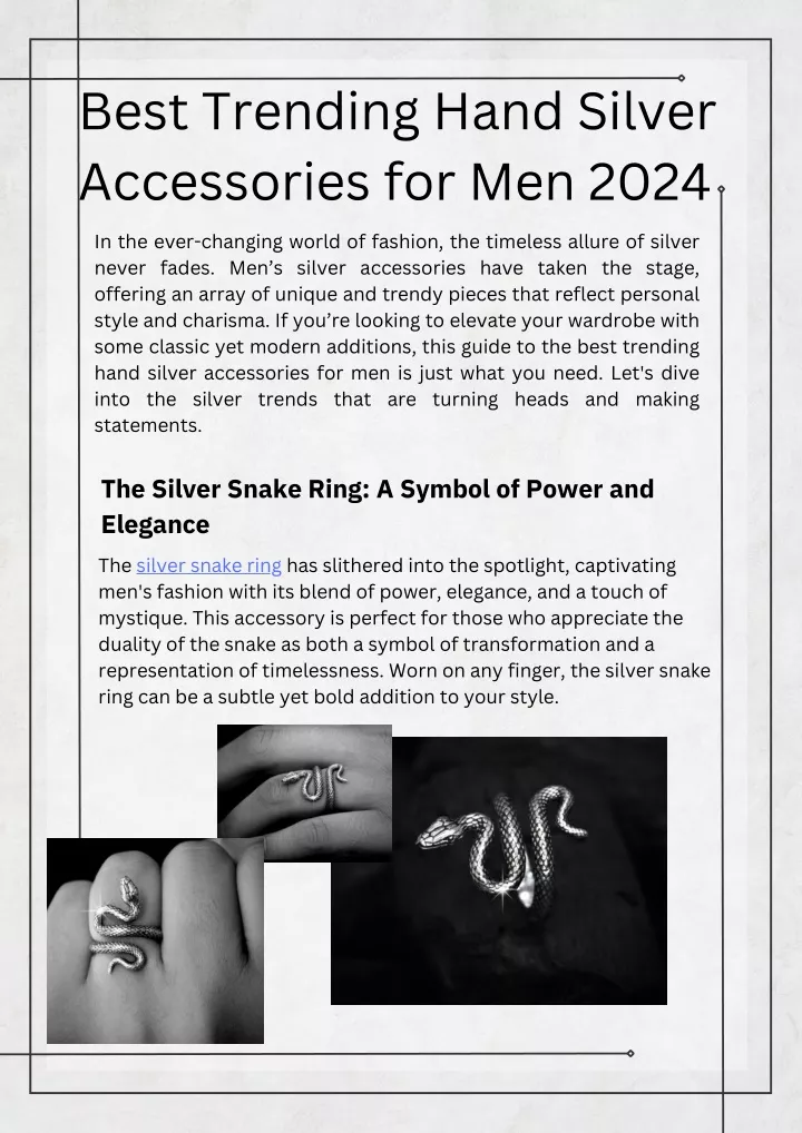 best trending hand silver accessories for men 2024