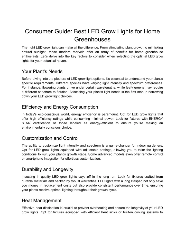 consumer guide best led grow lights for home