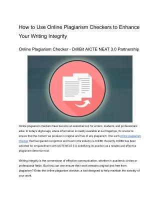 How to Use Online Plagiarism Checkers to Enhance Your Writing Integrity