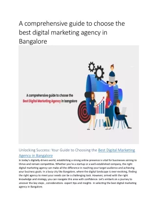 A comprehensive guide to choose the best digital marketing agency in Bangalore