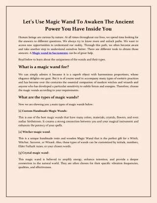 let s use magic wand to awaken the ancient power