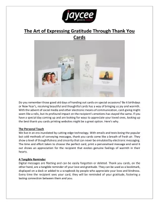 The Art of Expressing Gratitude Through Thank You Cards