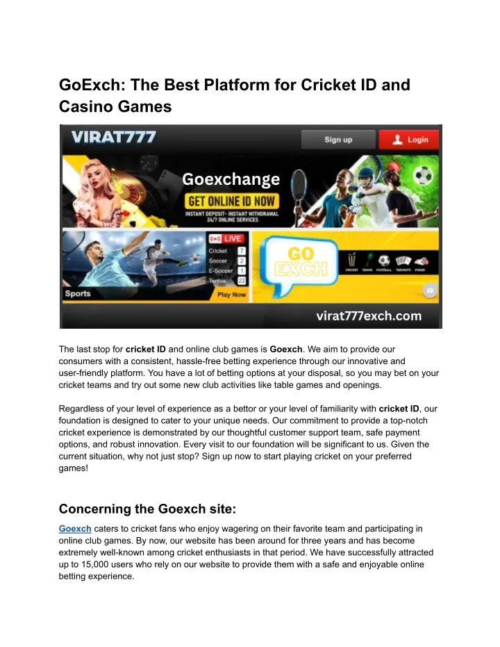 goexch the best platform for cricket