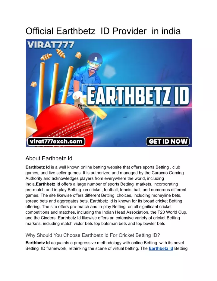 official earthbetz id provider in india