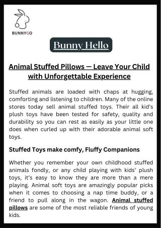 Animal Stuffed Pillows Leave Your Child with Unforgettable Experience
