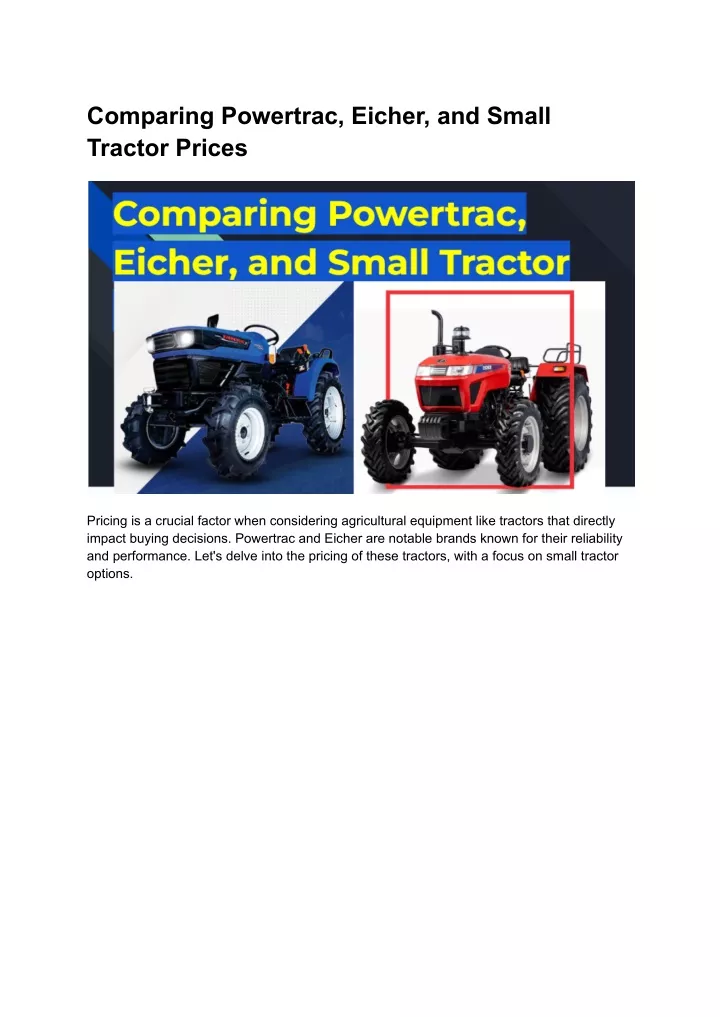 comparing powertrac eicher and small tractor