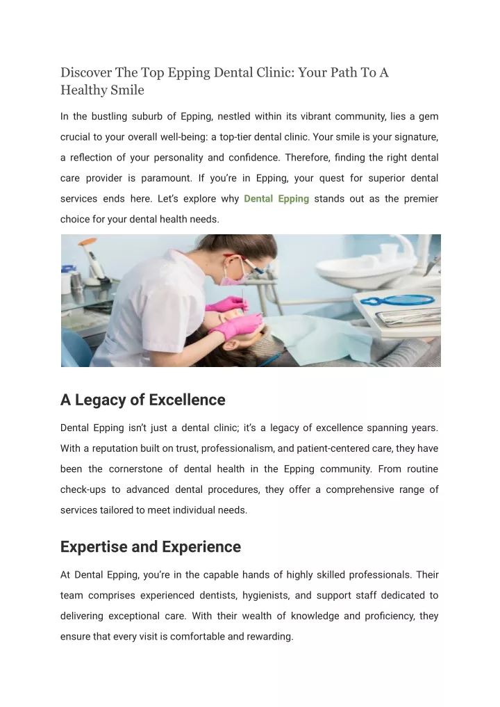discover the top epping dental clinic your path