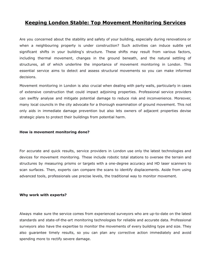 keeping london stable top movement monitoring
