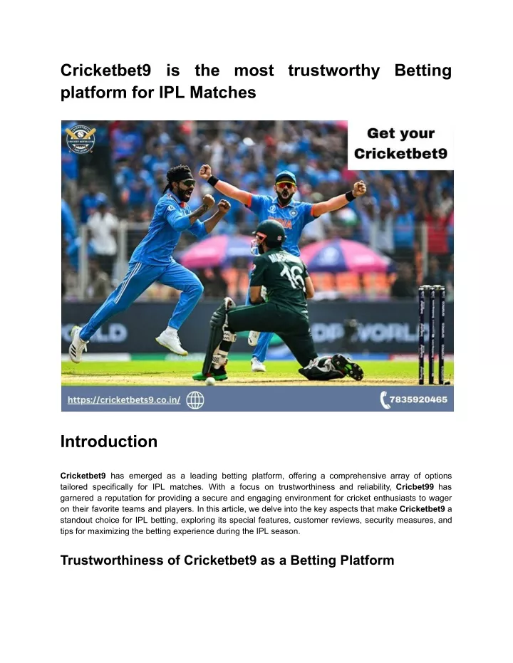 cricketbet9 is the most trustworthy betting
