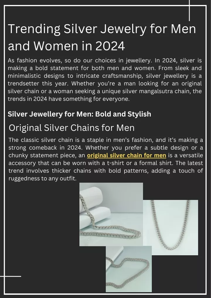 trending silver jewelry for men and women in 2024