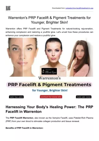 PRP Facelift in Warrenton at Lifestyle's MedSpa