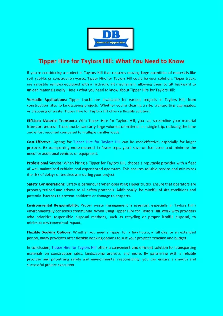 tipper hire for taylors hill what you need to know