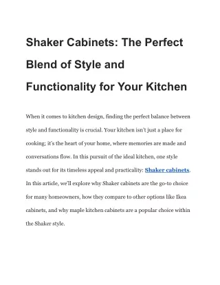 Shaker Cabinets_ The Perfect Blend of Style and Functionality for Your Kitchen