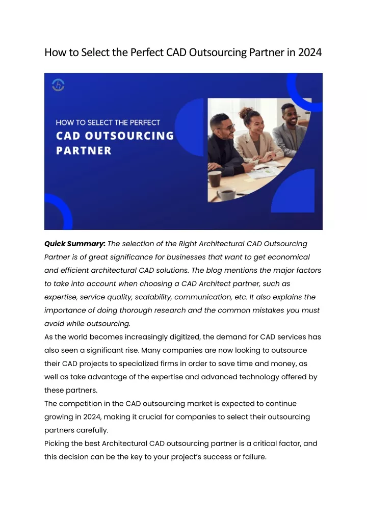 how to select the perfect cad outsourcing partner