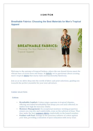 BREATHABLE FABRICS: CHOOSING THE BEST MATERIALS FOR MEN'S TROPICAL APPAREL