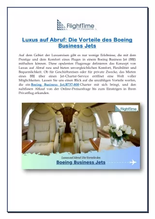 Luxus auf Abruf Die Vorteile des Boeing Business Jets