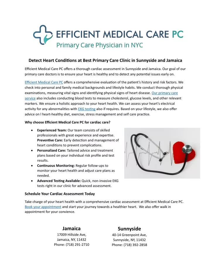 detect heart conditions at best primary care