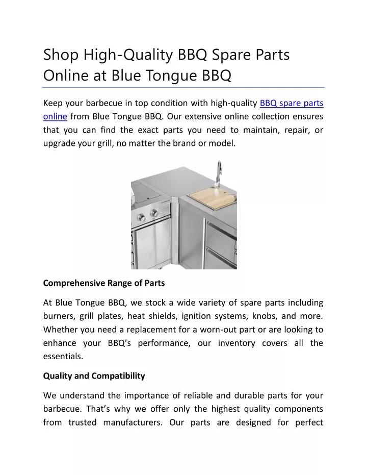 shop high quality bbq spare parts online at blue