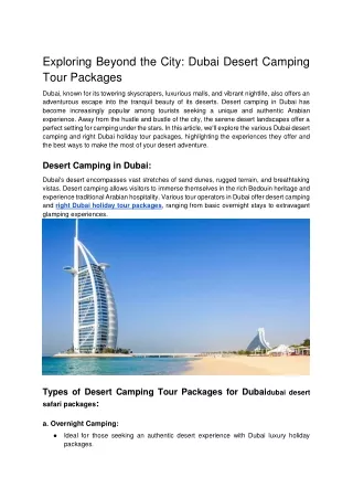 Exploring Beyond the City_ Dubai Desert Camping Tour Packages