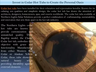 Invest in Cedar Hot Tubs to Create the Personal Oasis
