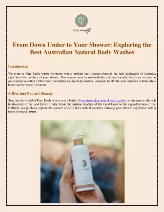 From Down Under to Your Shower Exploring the Best Australian Natural Body Washes