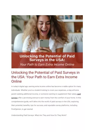 Unlocking the Potential of Paid Surveys in the USA_ Your Path to Earn Extra Income Online