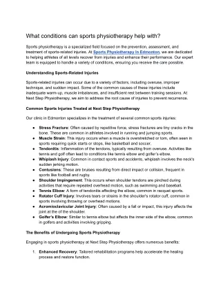What conditions can sports physiotherapy help with_