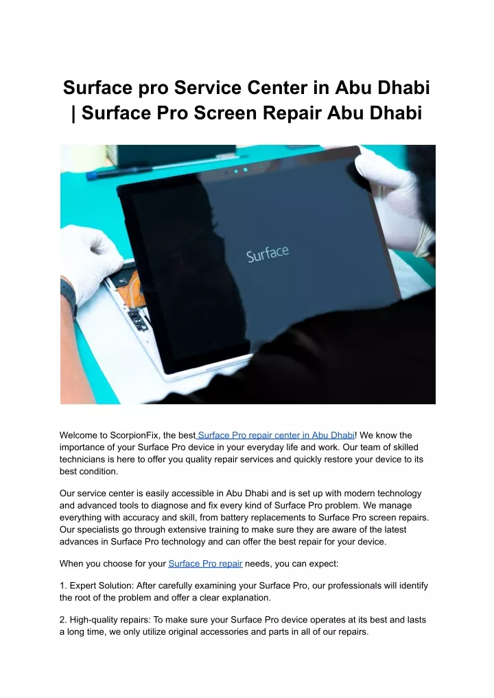 surface pro service center in abu dhabi surface