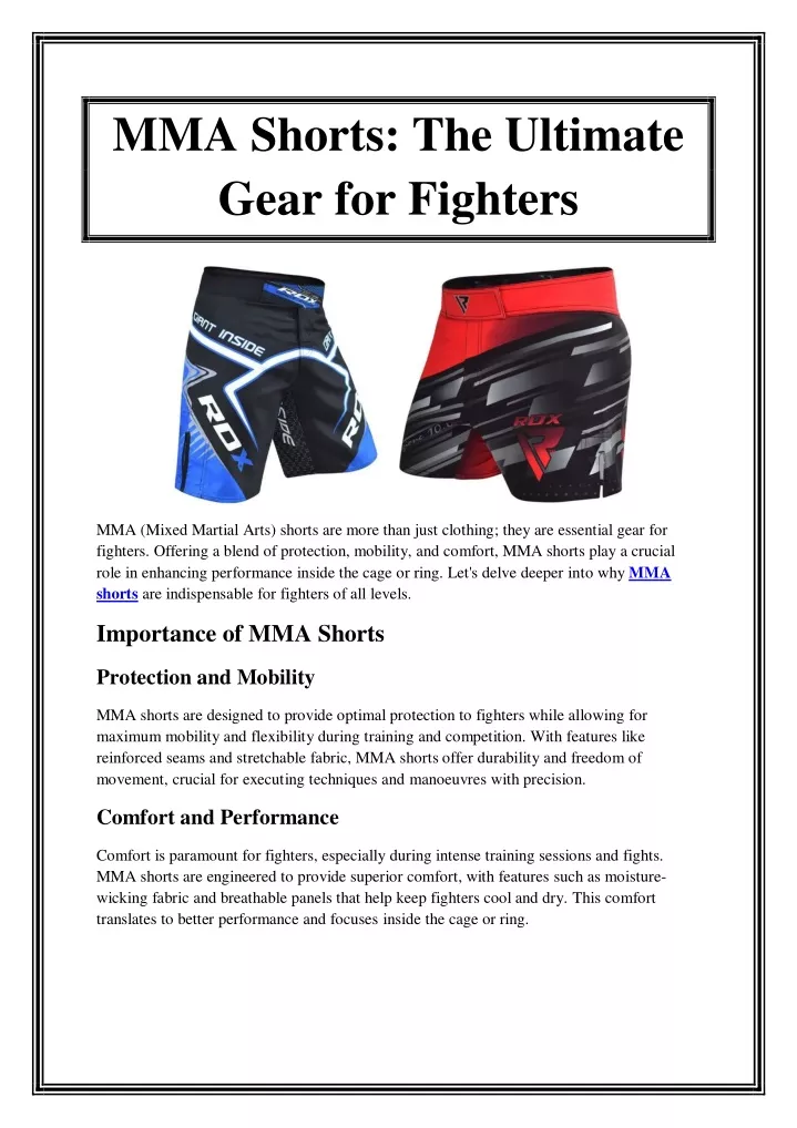 mma shorts the ultimate gear for fighters