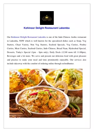 Kohinoor Delight Restaurant Lakemba - Order Now