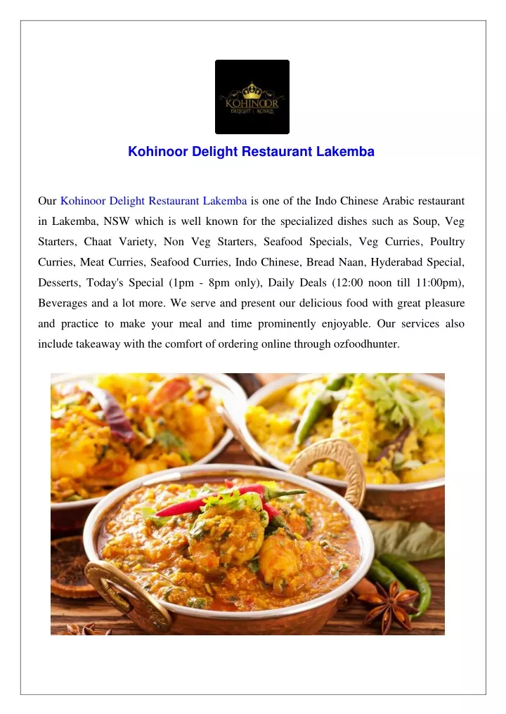 kohinoor delight restaurant lakemba