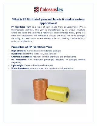 What is PP fibrillated yarn and how is it used in various applications